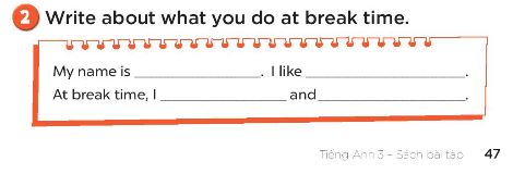 Sách bài tập Tiếng Anh 3 Unit 10 Break time activities