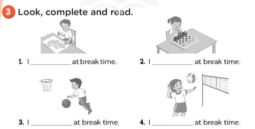 Sách bài tập Tiếng Anh 3 Unit 10 Break time activities