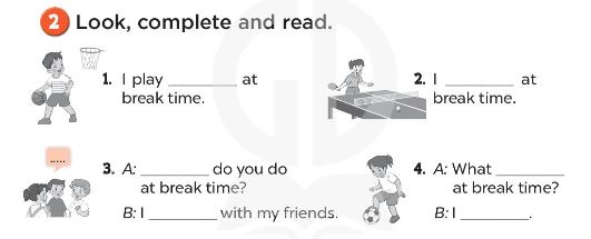 Sách bài tập Tiếng Anh 3 Unit 10 Break time activities