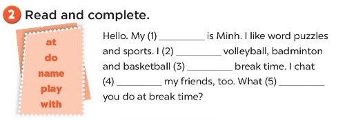 Sách bài tập Tiếng Anh 3 Unit 10 Break time activities