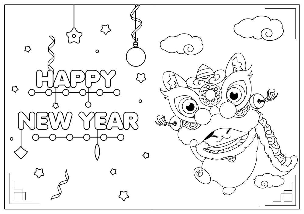 Tranh tô màu chủ đề Tết và mùa xuân cho bé