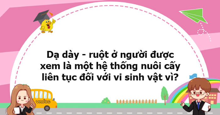 Dạ dày - ruột ở người được xem là một hệ thống nuôi cấy liên tục đối ...