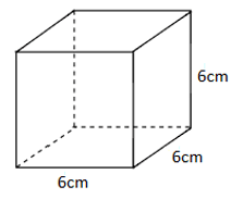 Tính diện tích xung quanh của hình lập phương bên dưới