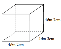 Cho hình lập phương có số đo như hình vẽ: