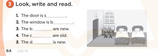 Sách bài tập Tiếng Anh lớp 3 Unit 14 My bedroom