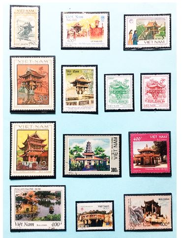 Hình ảnh những ngôi chùa trên tem bưu chính