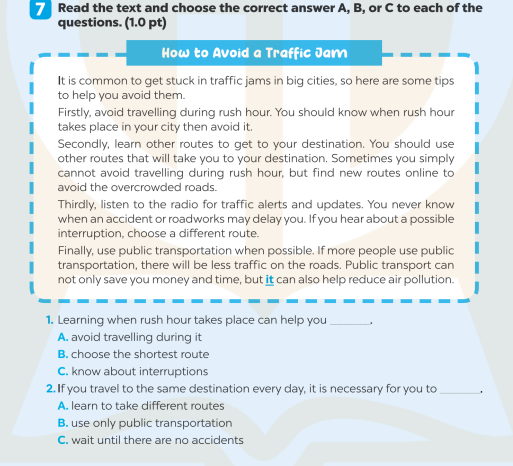 Giải SBT Tiếng Anh 7 Global Success Test Yourself 3