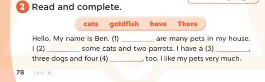 Sách bài tập Tiếng Anh lớp 3 Unit 16 My pets