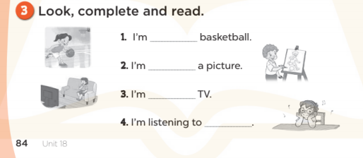 Sách bài tập Tiếng Anh 3 Unit 18 Playing and doing