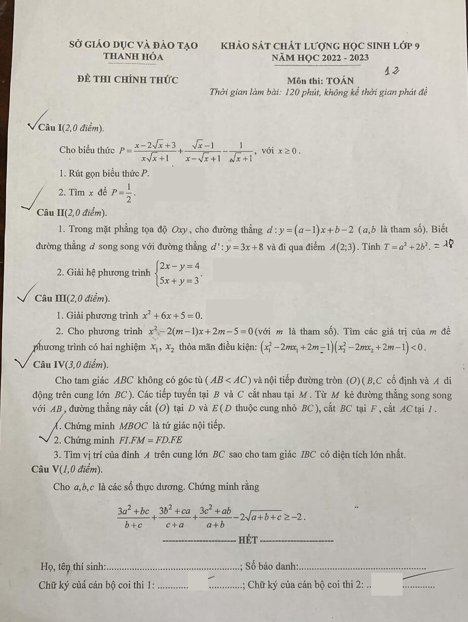 Đề thi học kì 2 Toán 9