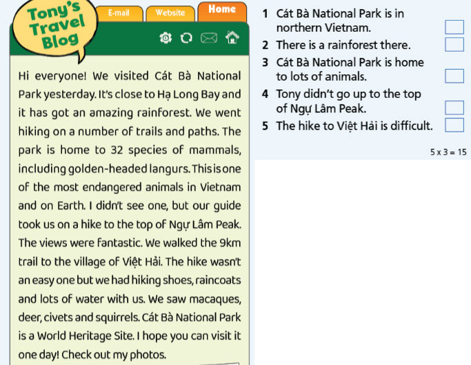 Tiếng Anh 7 Right On Unit 6 Progress Check