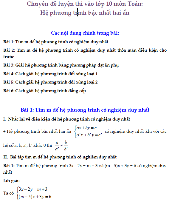 Hệ phương trình bậc nhất hai ẩn