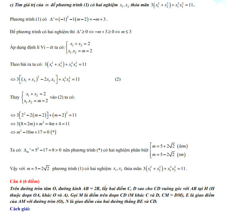 Đáp án đề thi tuyển sinh lớp 10 môn Toán 2023 Bạc Liêu