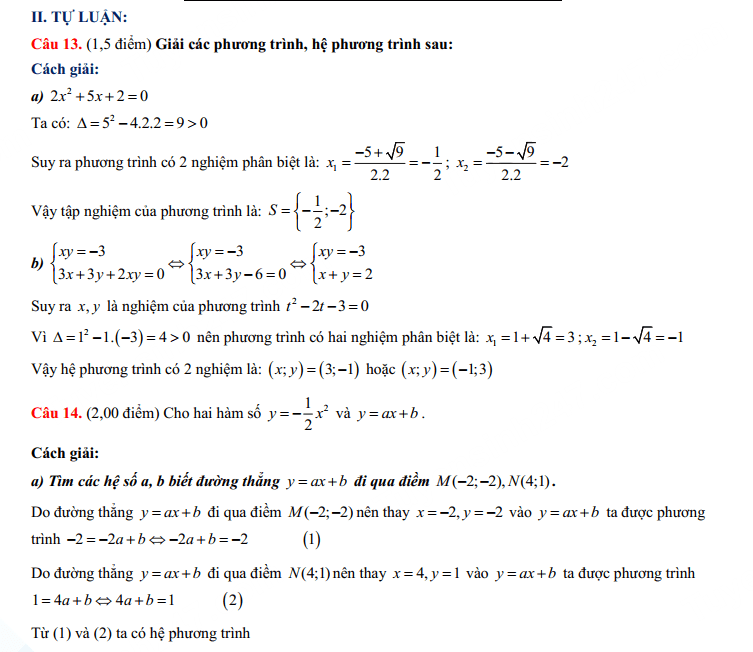 Đáp án Toán thi vào 10 Phú Yên 2023