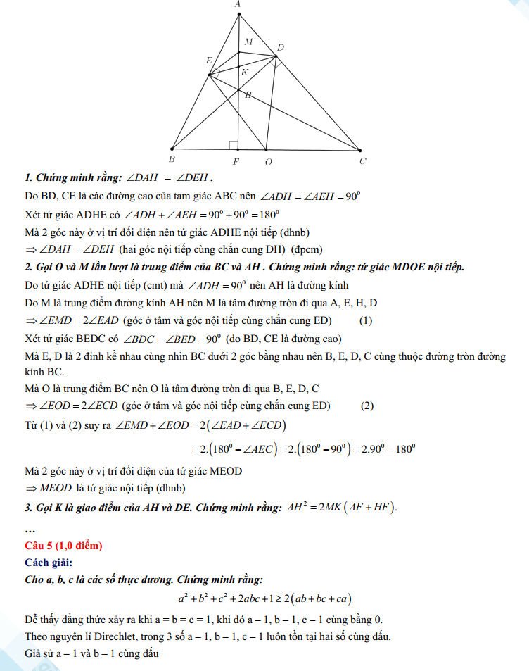 Đáp án đề thi vào 10 môn Toán Hải Dương 2023