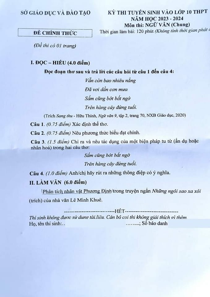Đề thi vào 10 Đăk Nông