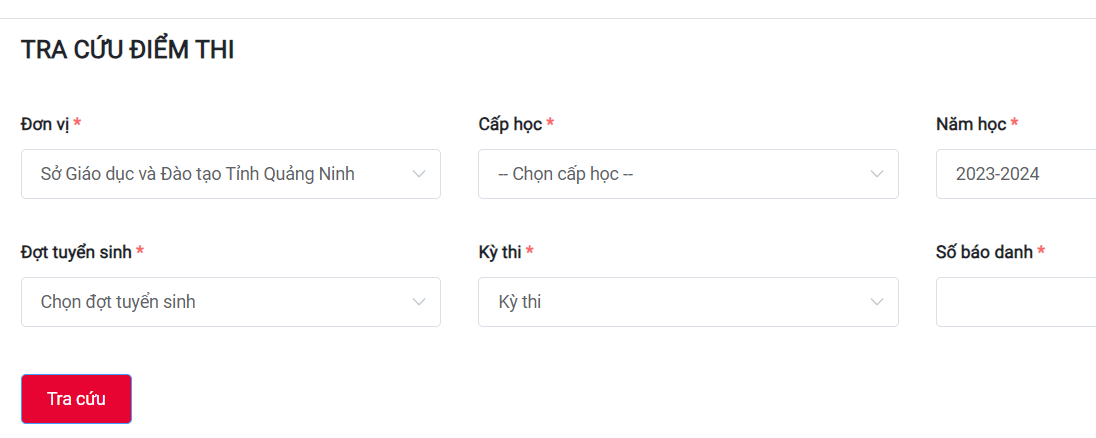 Điểm thi vào lớp 10 Quảng Ninh