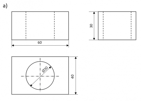 Vẽ các hình chiếu vuông góc và ghi kích thước của vật thể ở Hình 2.12.