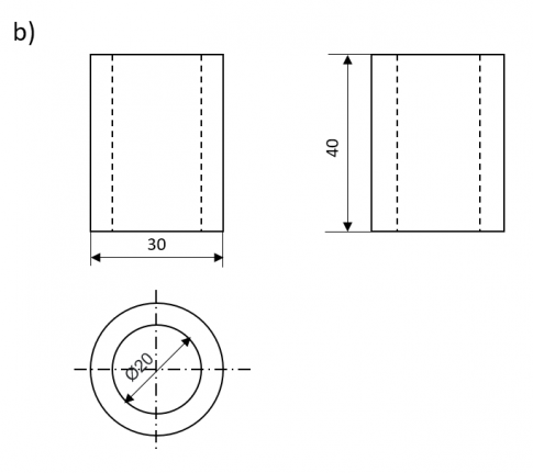 Vẽ các hình chiếu vuông góc và ghi kích thước của vật thể ở Hình 2.12.