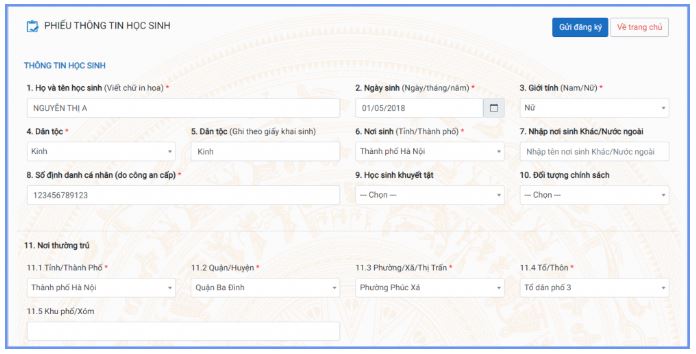 Các bước thực hiện tuyển sinh đầu cấp trực tuyến