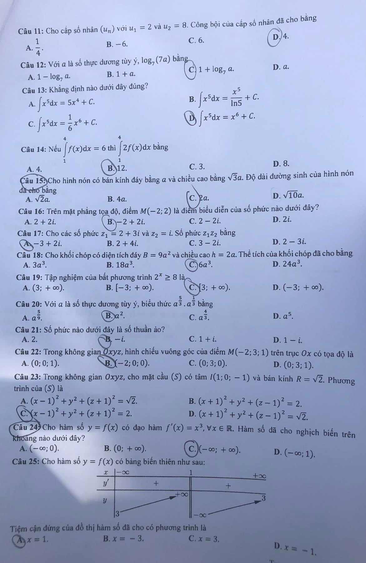 Đáp án Toán THPT Quốc gia 2023