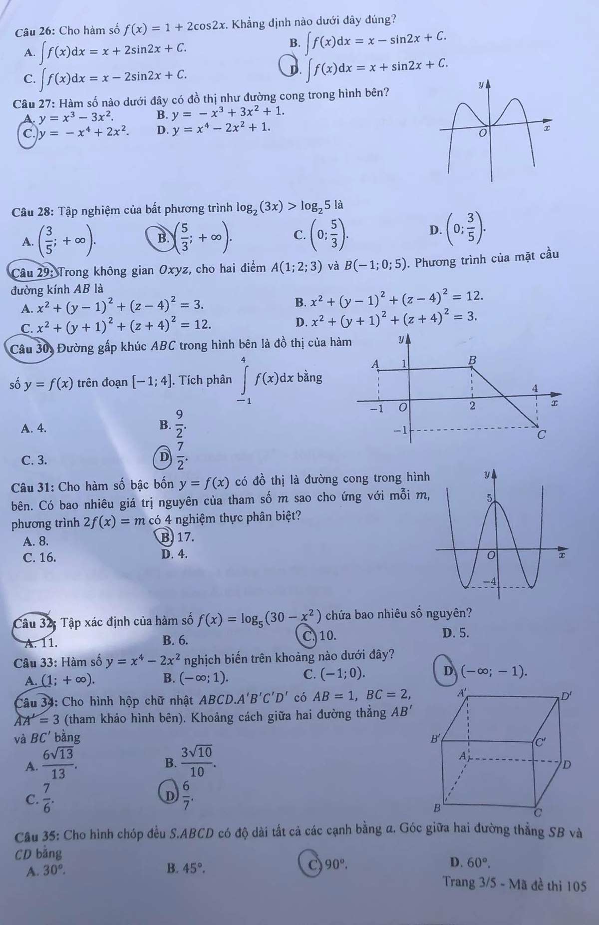 Đáp án Toán THPT Quốc gia 2023