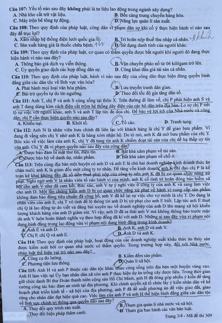 Đáp án đề thi Giáo dục công dân THPT Quốc gia 2023