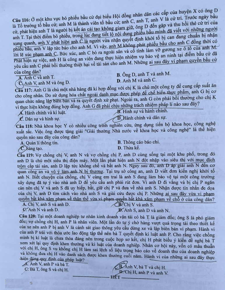 Đáp án đề thi Giáo dục công dân THPT Quốc gia 2023