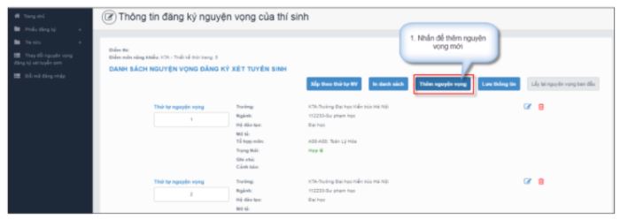 Hướng dẫn thí sinh đăng ký nguyện vọng trực tuyến