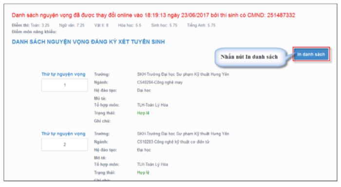Hướng dẫn thí sinh đăng ký nguyện vọng trực tuyến