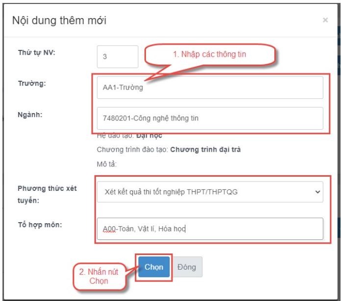 Hướng dẫn thí sinh đăng ký nguyện vọng trực tuyến