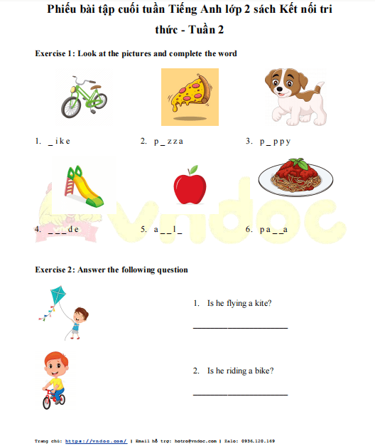 Tiếng Anh lớp 2 Unit 2 có đáp án