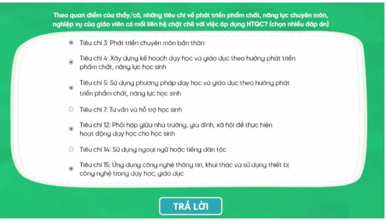 Đáp án module học thông qua chơi