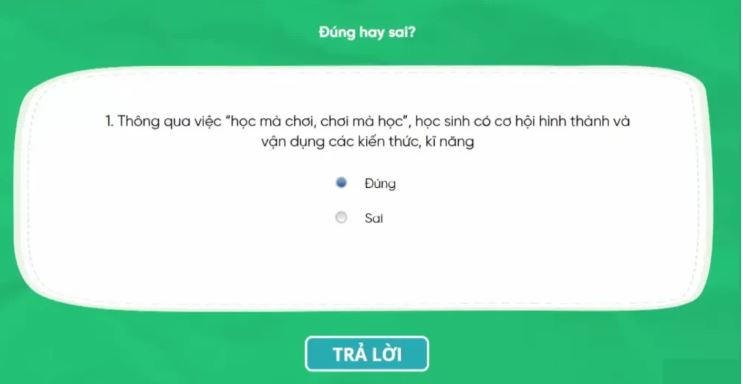 Đáp án mô đun học thông qua chơi