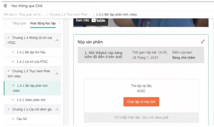 Đáp án module học thông qua chơi