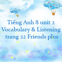 Tiếng Anh 8 unit 2 Vocabulary and Listening trang 22 Friends plus