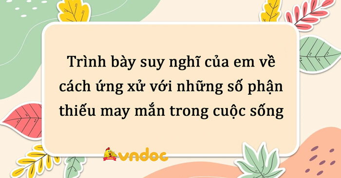 Trình bày suy nghĩ của em về cách ứng xử với những số phận thiếu may mắn  trong cuộc sống lớp 8 - Thảo luận ý kiến về một vấn đề trong