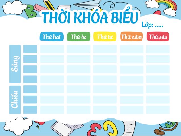 Mẫu kế hoạch hàng tuần đẹp