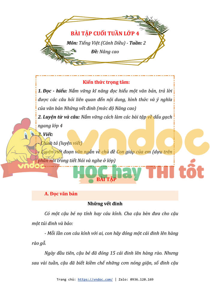 Bộ đề kiểm tra cuối tuần Tiếng Việt lớp 4 Cánh Diều - Tuần 2