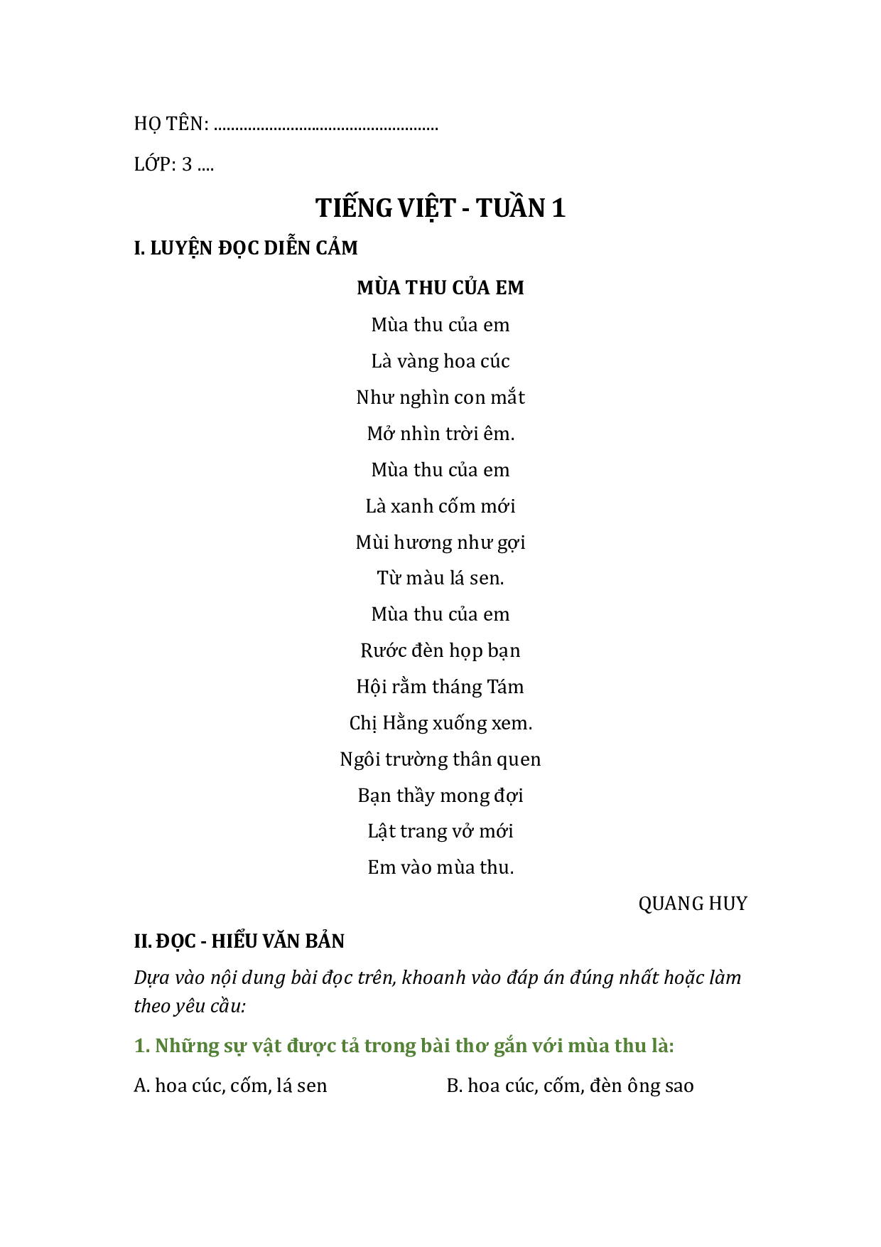 bo bai tap cuoi tuan tieng viet lop 3 ket noi tri thuc hoc ki 1 tron bo 18 tuan 1*494859