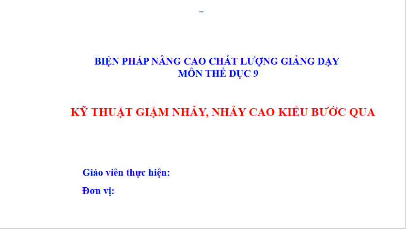 Bài thuyết trình thi giáo viên giỏi môn Thể dục