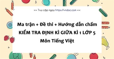 Bộ đề thi giữa kì 1 lớp 5 môn Tiếng Việt năm 2023 | Ma trận + Hướng dẫn chấm