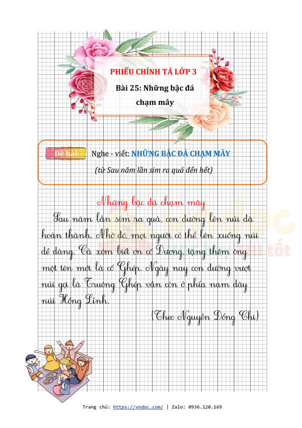 phieu chinh ta lop 3 nghe viet nhung bac da cham may trang 114 h2*517722