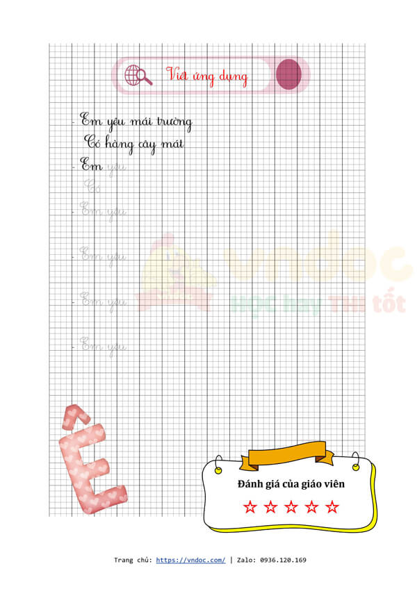 phieu chinh ta lop 2 tuan 7 bai 13 yeu lam truong oi viet chu hoa e e h2*518513