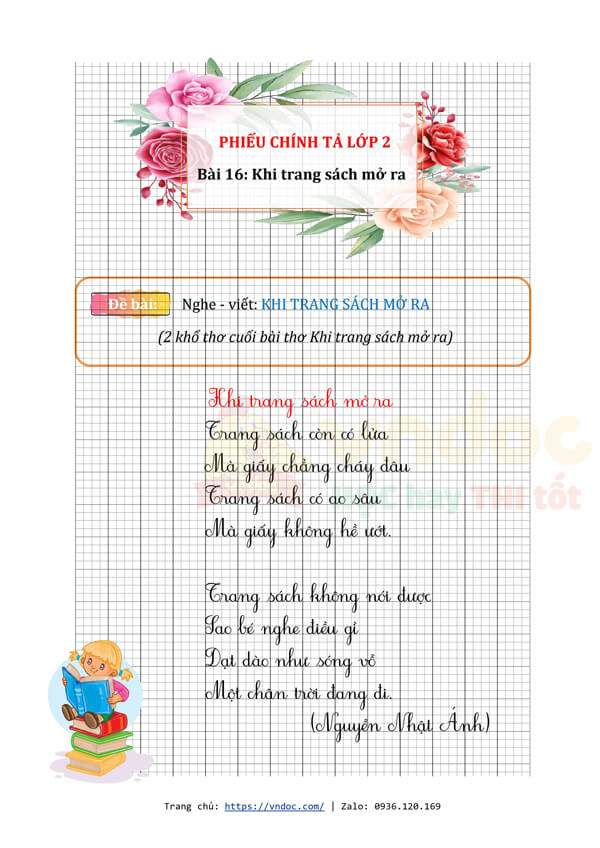 phieu chinh ta lop 2 tuan 8 bai 16 nghe viet khi trang sach mo ra trang 67 h2*518683
