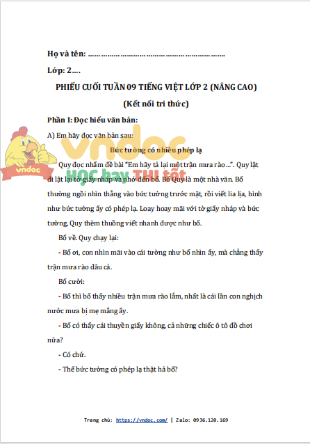 bai tap cuoi tuan tieng viet lop 2 ket noi tri thuc tuan 9 nang cao 1*522533