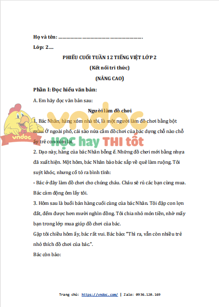 bai tap cuoi tuan tieng viet lop 2 ket noi tri thuc tuan 12 nang cao 1*534884