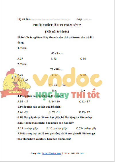 bai tap cuoi tuan toan lop 2 ket noi tri thuc tuan 13 1*537404