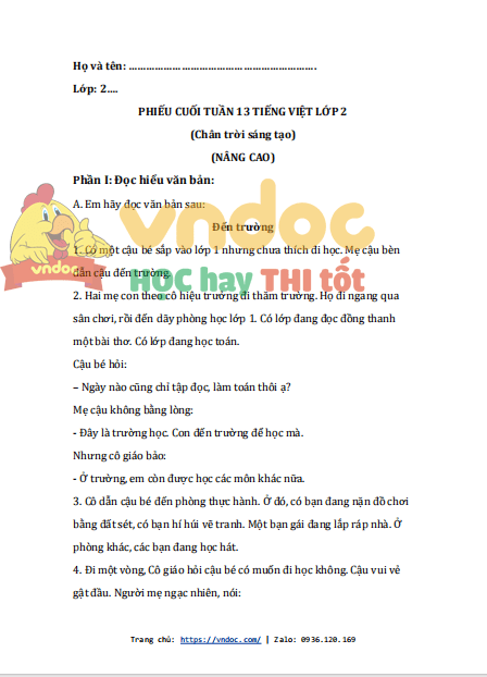 bai tap cuoi tuan tieng viet lop 2 chan troi sang tao tuan 13 nang cao 1*538346