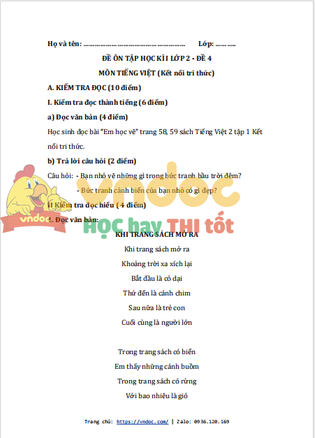 de thi hoc ki 1 lop 2 mon tieng viet ket noi tri thuc de 4 1*538090